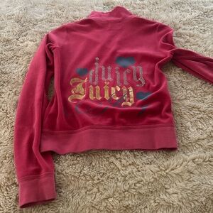 Vintage Y2K Juicy Couture Pink Embellished Velour Zip Track Jacket